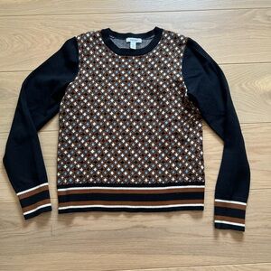 Nine West Black and Brown Patterned Sweater